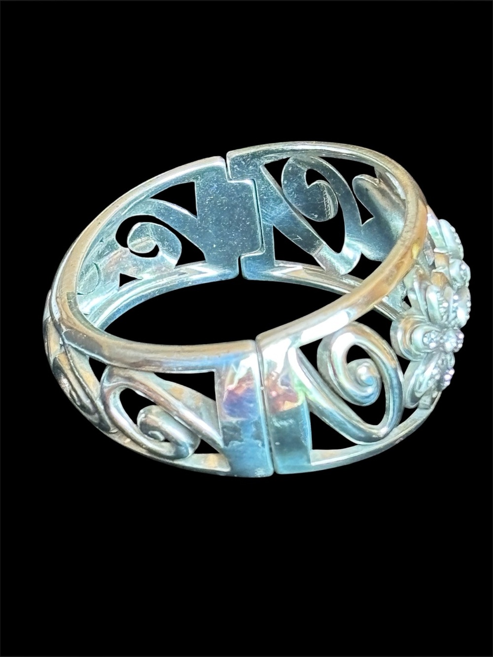 Retired Brighton Dazzle Bloom Hinged Bangle Bracelet - EUC - Picture 6 of 7